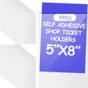Outus Self Adhesive Shop Ticket Holders Clear Plastic Sleeves Adhesive Pockets Work Order Job Ticket Holders for Home Office Posting Signs (5 x 8 Inch)