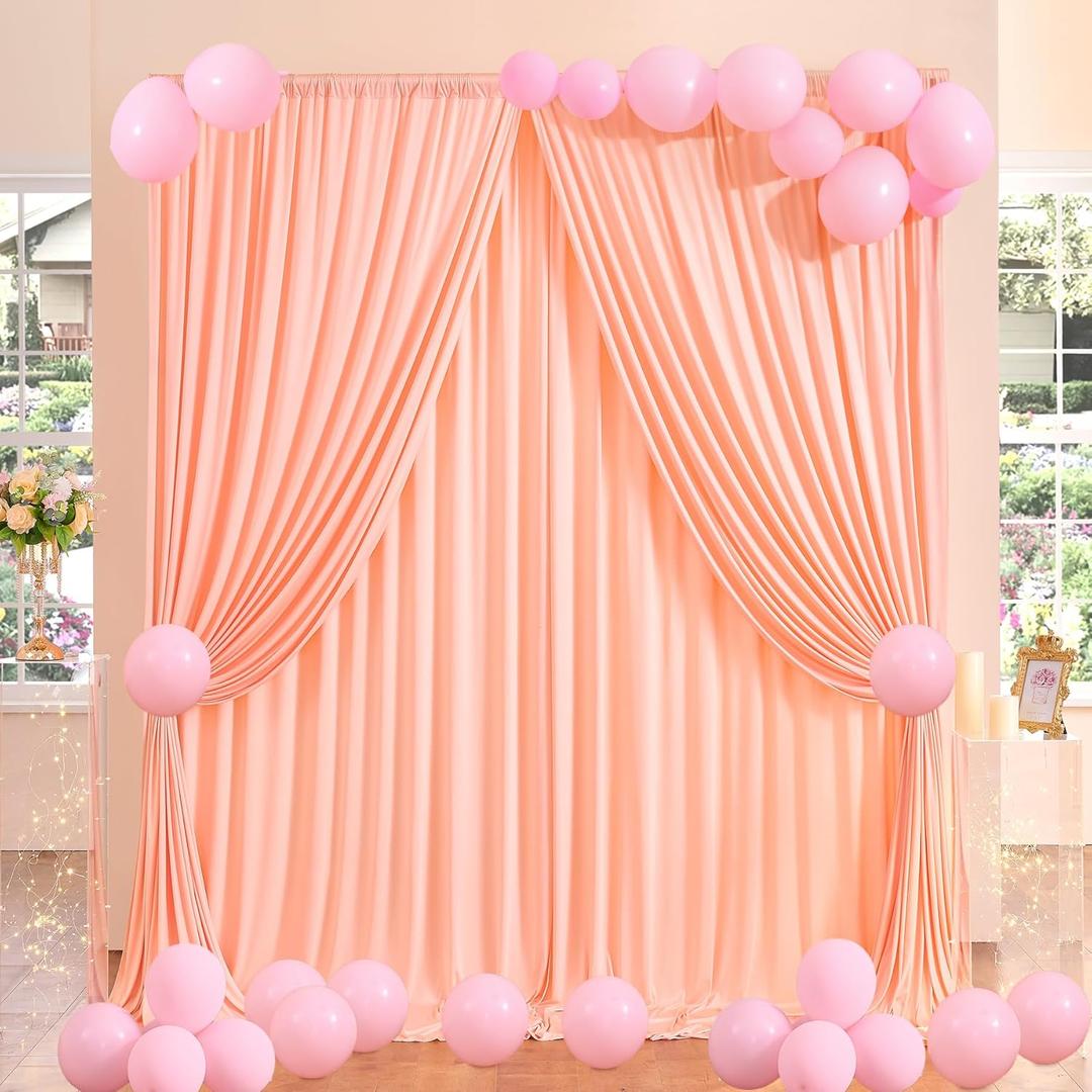Peach Backdrop Curtain for Parties, Wedding Wrinkle Free Peach Photo Curtains,Backdrop Drapes Fabric Decoration for Baby Shower, 6 ft