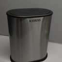 1.8 Gallons Small Stainless Steel Trash Can with Press Type Lid, Slim Bathroom Garbage Bin, Removable Liner Bucket, Dog Proof Narrow Wastebasket with Pop-Up Lid for Bedroom, Toilet (Silver)