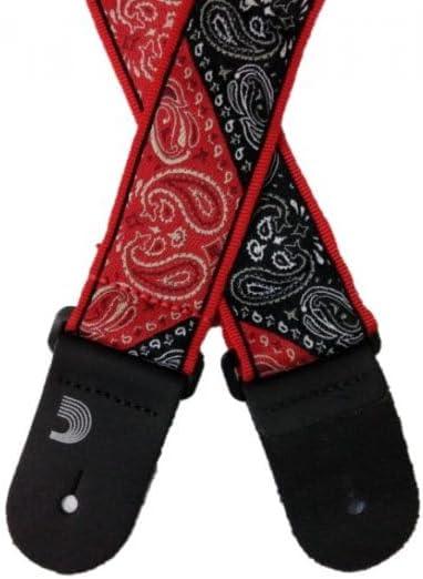 D'Addario 50MM Nylon Guitar Strap 2 Tone Red Bandana