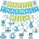 2 x Breling 45 Pcs Pharmacy Technician Day Decorations Including Banner Hanging Swirls Wall Decor Holiday Celebrating Events for Festival Supplies