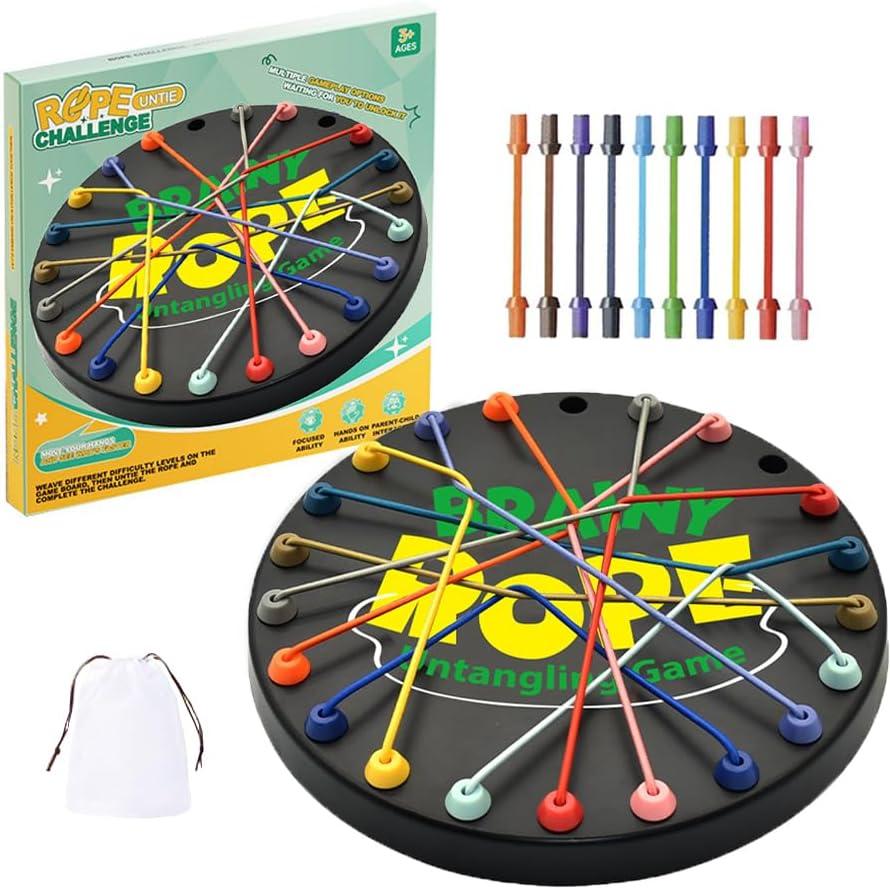 Brainy Knots Rope Untangling Game, Brain Knots Game Exercise Strategy Thinking, Puzzle Toy Strategy Board Toy Rope Untangling Challenge Activity, Fun Family Activity with Multiple Difficulty Levels