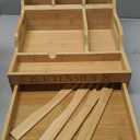 Kitchen Utensil Holder with Drawer, Farmhouse Spatula Organizer for Countertop,Large Capacity Flatware Spoon Forks Knives Cooking Tool Cutlery Holder for Party Picnic BBQ with 11 Compartments (Wood)