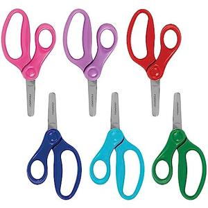 Fiskars 5" Blunt-Tip Scissors for Kids 4+ (6-Pack) - Kids Scissors for School or Crafting - Back to School Supplies - Assorted Colors
