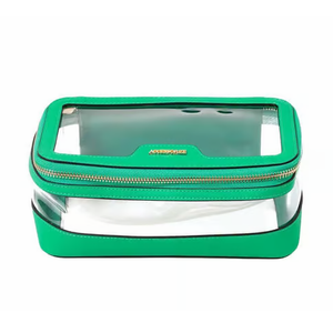 'FLAWLESS' Clear/Green Cosmetic Case (8in. x 6in)