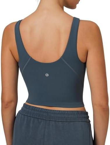 Colorfulkoala Dreamlux Womens Padded Sports Bra High Neck U-Back Yoga Running Workout Athletic Tank Top with Removable Cups, Dark Jasper, S 