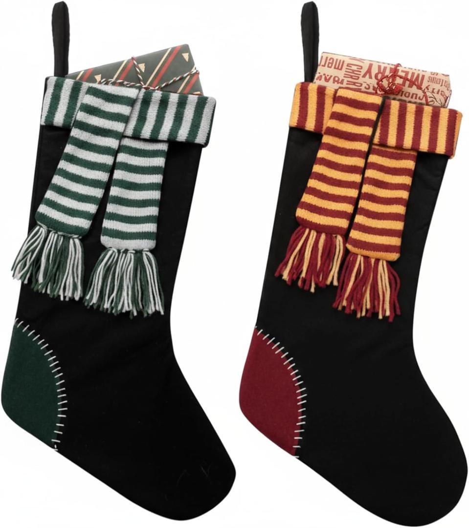 Kigeli 2 Pcs Magic Christmas Stockings 18 Inch Multicolor Wizard Christmas Stockings Hanging Xmas Stocking for Family Holiday Season Decor