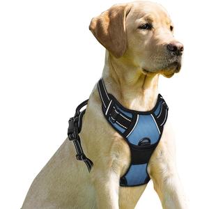 BARKBAY No Pull Dog Harness Front Clip Heavy Duty Reflective Easy Control Handle for Large Dog Walking (Navy,L)