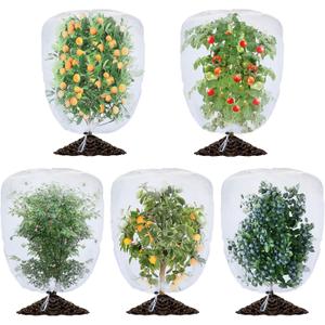 5 Pack Garden Plant Fruits Tree Protection Netting Covers with Drawstring, 3.3 x 2.7Ft Bird Insect Netting Bag, Plant Netting Barrier for Fruit/Flower/Herb/Vegetables (3.3 x 2.7Ft)