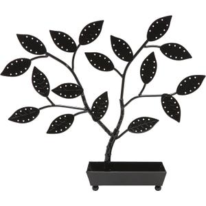 MyGift Jewelry Tree w/Bird Nest 48 pair Earrings Holder, Bracelets/Necklace Organizer Stand (Black Metal)