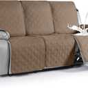 VANSOFY Waterproof Recliner Couch Covers, Sofa Covers 1-Piece Washable Reclining Sofa Cover Non-Slip Furniture Protector with Elastic Straps Pocket for Dogs, Pets(Light Brown,3 Seater)