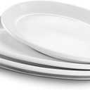 DOWAN Large Serving Platter, 16"/14"/12" Oval Platters Oven Safe, White Serving Plates for Wedding Decor, Ceramic Serving Dish for Entertaining Food, Set of 3