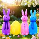 DomKom 6FT Long Easter Inflatable Bunny Outdoor Decorations, Build-in LED Lights Holiday Blow Up Yard Decoration, for Easter Holiday Party, Outdoor,Garden, Yard Lawn Dcor
