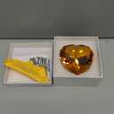 3 / 80 mm Yellow Diamond Heart Shaped Glass Crystal Paperweight  Home Office Decor & Valentine's Day Gift Wedding Favors Centerpieces Decoration with Gift Box