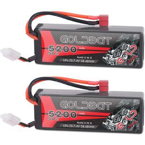 GOLDBAT LiPo Battery Pack Hard Case 5200mAh 2S 7.4V 50C RC Battery for RC Vehicle Hobby Models (2 Pack)