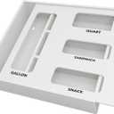 SpaceAid Bag Storage Organizer for Kitchen Drawer, Bamboo Organizer, Compatible with Gallon, Quart, Sandwich and Snack Variety Size Bag (1 Box 4 Slots), White