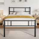 VECELO Twin Platform Bed Frame with Headboard and Footboard, 12'' Under-Bed Storage & Strong Metal Slats Support, No Box Spring Needed (Dark Black)