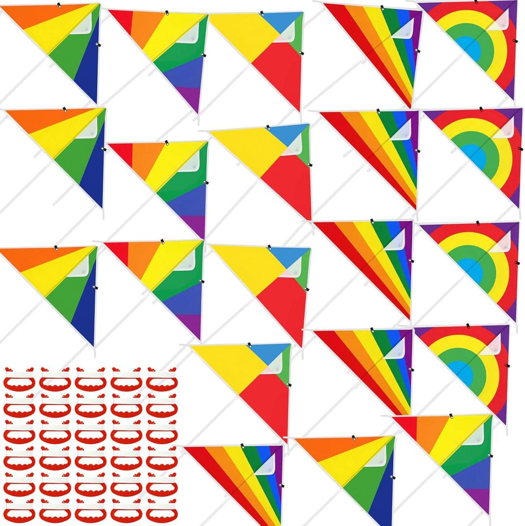 VioraWhite 30 Pcs Colorful Kites 24 Inch for Kids Adults Easy to Fly on Yard Beach Outdoor Toys Great for Birthday Party Favors Stocking Stuffers Family Beach Outdoor Games for Kids Ages 4-8 8-12