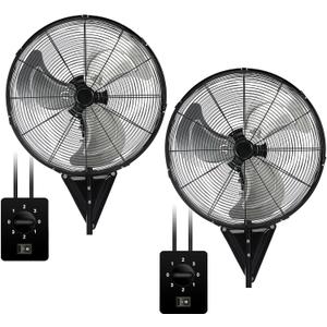 AZOUTDOOR 2 Pack 20 Inch Wall Mount Fans, Oscillating Fan with 3 Speed Settings, High Velocity Fans with Adjustable Tilt for Commercial, Industrial, Warehouse, Workshop, Garage