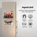 2 Pack Magnetic Spice Rack for Refrigerator,Heave Duty Magnetic Shelf For Kitchen,Magnet Book Shelf For Whiteboard,Space Container,Drill free (Black)