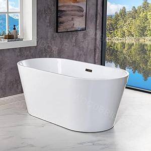 WOODBRIDGE 67"Freestanding White Acylic Soaking Bathtub with ORB Drain and Overflow,BTA1702-ORB-Drain&O