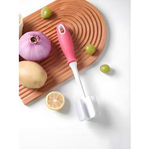 5 Blade Heat Resistant Meat Chopper, Non Scratch Potato Masher Tool, Safe for All Cookware Kitchen Utensil for Ground Beef, Hamburger Smasher Cooking Tools, PinkWhite