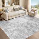 Micgeek Area Rug Living Room - 7X9 Abstract Washable Large Soft Foldable Non Slip Rug Neutral Modern Low Pile Carpet for Bedroom Nursery Dining Room Farmhouse Home Office Indoor - Light Grey