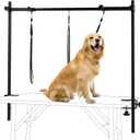 KELIXU Dog Grooming Arm with Clamps - H Shape, Pet Grooming Table Arm with 3 Loop Noose, Pet Grooming Supplies for Large/Medium/Small Pets, 32" Height Adjustable and 34" - 50" Width Adjustable, Black