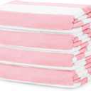 Touchat 4 Pack Cabana Stripe Beach Towel,30 by 60 Inches, Oversized Microfiber Towels Set for Pool,Super Absorbent Bath Towels for Bathroom,Kids and Adult,Pink