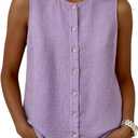 AKEWEI Linen Crop Tank Tops for Women 2026 Summer Spring Tops Y2k Petite Cropped Sleeveless Shirts Trendy Fashion Cute Vest Top（Purple, L） (Purple, L)