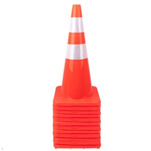[ 12 Pack ] 28" Traffic Cones Plastic Road Cone PVC Safety Road Parking Cones Weighted Hazard Cones Construction Cones for Traffic Fluorescent Orange w/4" w/6" Reflective Strips Collar