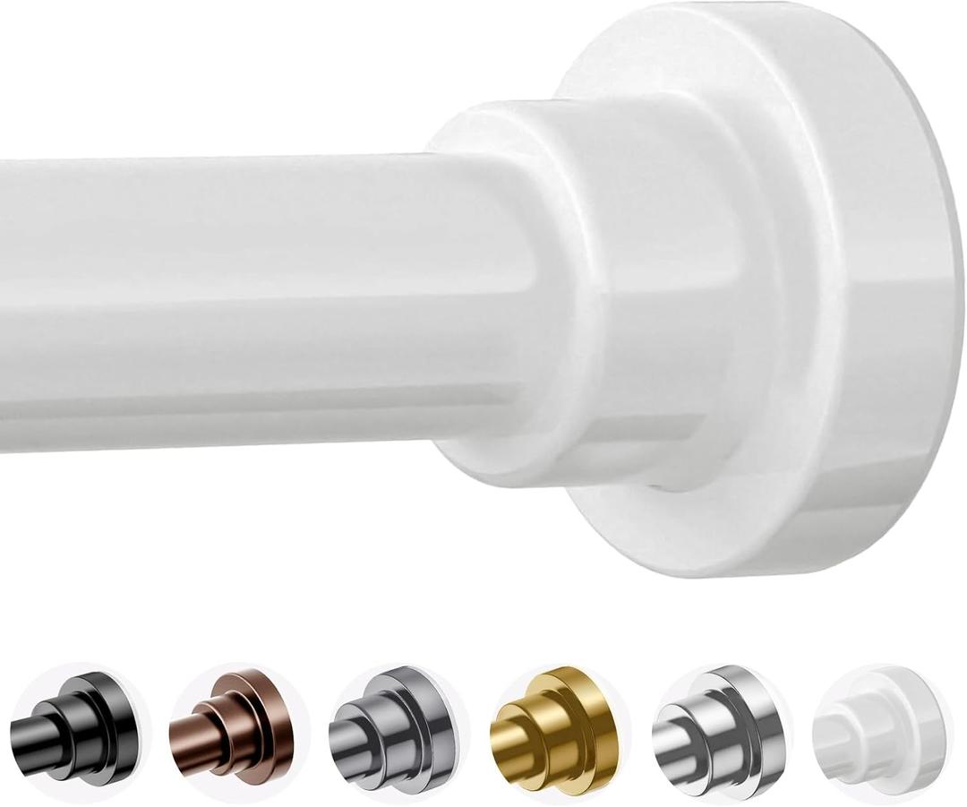 Shower Curtain Rod, 27-76 Inch Adjustable Spring Tension Shower Rod, 1 Inch Diameter, No Drilling Stainless Steel Tension Rod, Non-Slip Anti-Rust Heavy Duty for Bathroom, Shower Stall, Black