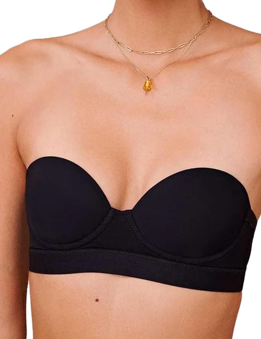 Pepper Bra for AAB Cups | Strapless Lightly Lined Multiway Underwire Bra for Women with Convertible Straps (32B, Black)