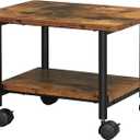 VASAGLE Printer Stand with Locking Wheels, 2-Tier Shelf, Industrial Under Desk Heavy-Duty Mobile Cart for Home Office, Rustic Brown and Black UOPS002B01 (Rustic Brown + Black)