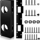 1 Set Black Stainless Steel Lock and Door Reinforcement Plate Set Mortise Lock Conversion Kit Exterior Interior Doors Repair Kit for 1-3/4" Thick Door Double Hole Doors