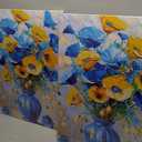 Blue and Yellow Flowers Wall Art Framed（Floral-2,16x24inch (40x60cm)