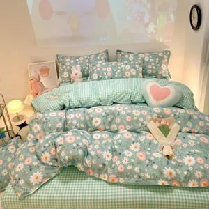 Sage Green Duvet Cover, Botanical Daisy Floral Duvet Cover Set, 3 Pcs Kids Comforter Cover Set, Garden Flower Bedding Set, Soft Reversible for Girls Women Boys(Flowers, Twin)