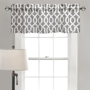 Lush Decor Edward Trellis Curtains Light Filtering Window Valance for Living, Dining, Bedroom, Gray, 52"W x 18"L (Grey)