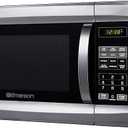 Emerson MW1338SB Countertop Microwave Oven, 6 Pre-Programmed Settings, Removable Glass Turntable, Child Safety Lock, 1.3 Cu ft, 1000W, Stainless Steel