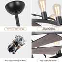 She's home 43" Black Wagon Wheel Chandelier Fan with Light, 12-Lights Large Round Candle Farmhouse Fandelier Ceiling Fan with Light Fixture for Living Room, Dining Room, Height Adjustable, 43in