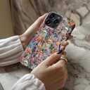 for iPhone 15 Pro Case, Wireless Charging Compatible,Dual-Layer Protection with Stylish Wildflower Design, Soft Silicone + Hard Shell, Cute Chic Phone Cover for Women - Mystic Floral Owlscape