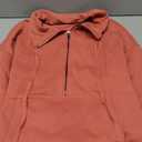 PRETTYGARDEN Women's Casual Long Sleeve Lapel Zipper Sweatshirt Drawstring Loose Pullover Tops (Large, Orange)