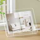Acrylic Book Stand for Reading,Portable Book Page Holder,Adjustable Display Stands for Cookbook,Document,Recipe,Tablets (Medium)