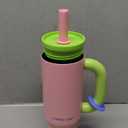 BaWang Insulated Stainless Steel Tumbler | Tumbler with Handle and Straw 33oz | Cup Holder Friendly for Travel | Leakproof Water Bottle | BPA-Free | 316 stainless steel liner| pinkgreen