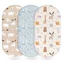 Baby Bassinet Sheets Girl Boy, Fitted Bassinet Sheet Set 3 Pack Bassinet Mattress Sheets Universal Fit for Rectangle, Round, Oval, Hourglass Mattress, Soft Breathable Blue & Apricot Bear