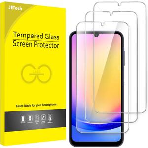JETech Screen Protector for Samsung Galaxy A25 5G 6.5 Inch, 9H Tempered Glass Film, Anti-Scratch, HD Clear, 3-Pack