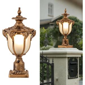 Retro Outdoor Post Light 22" Large Dusk to Dawn Waterproof Exterior Lamp LED Landscape Lights Outside Lantern Pole Light for Yard Garden Pathway Bronze