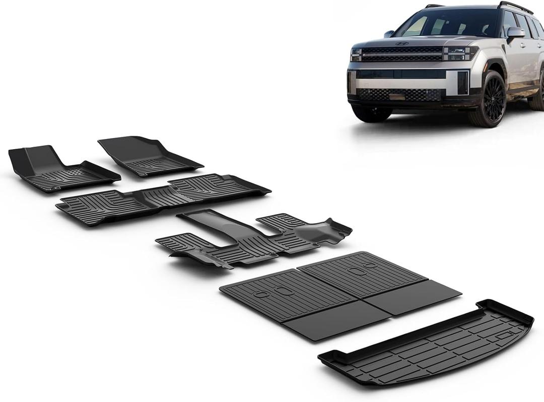 Floor Mats & Backrest Mats & Cargo Liner for 2026 2025 2024 Hyundai Santa Fe Hybrid Car Mats All Weather Trunk Mat Hyundai Santa Fe Floor Mats Accessories