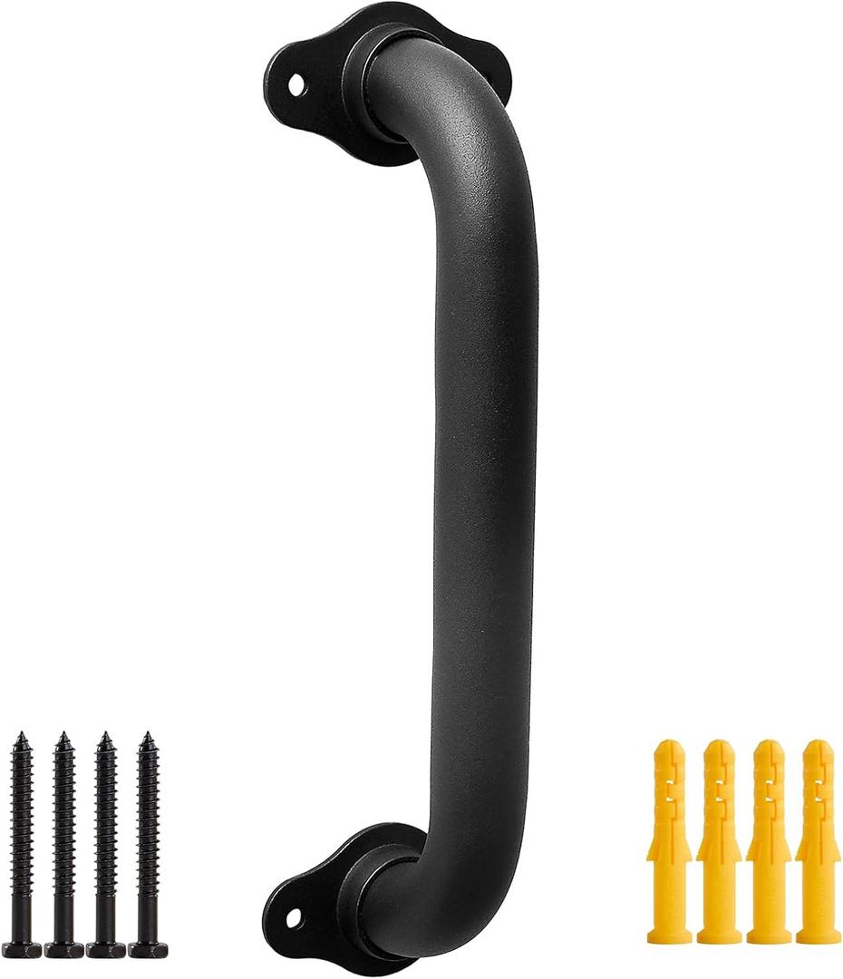 12 Inch Wall Mount Stairs Hand Rails Indoor - 1FT Metal Pipe Handrail, Outdoor Stairway Steps Safety Railing, Deck Porch Rail, Safety Grab Bar for Stairs (Matte Black)