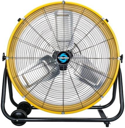 Tornado - 24 Inch High Velocity Heavy Duty Tilt Metal Drum Fan Yellow Commercial, Industrial Use 3 Speed 8540 CFM 1/3 HP 8 FT Cord UL Safety Listed (YELLOW)